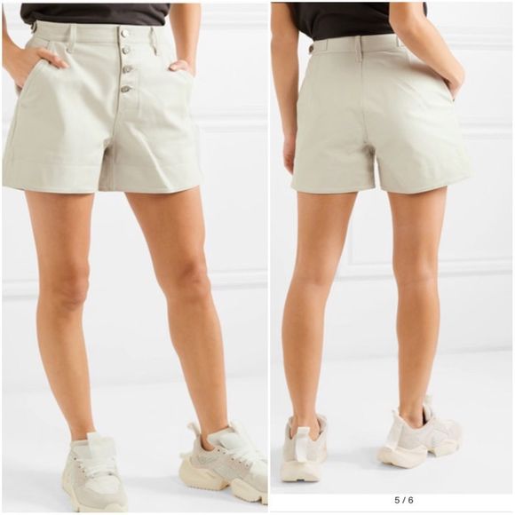 RtA Pants - RTA Dash Leather Shorts In Cream